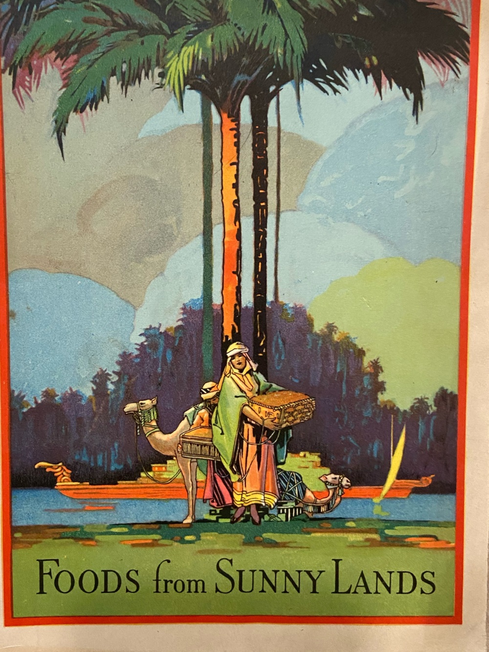 Antique Vintage 1920s 20s Art Deco Foods Sunny Lands cookbook palm tree camel